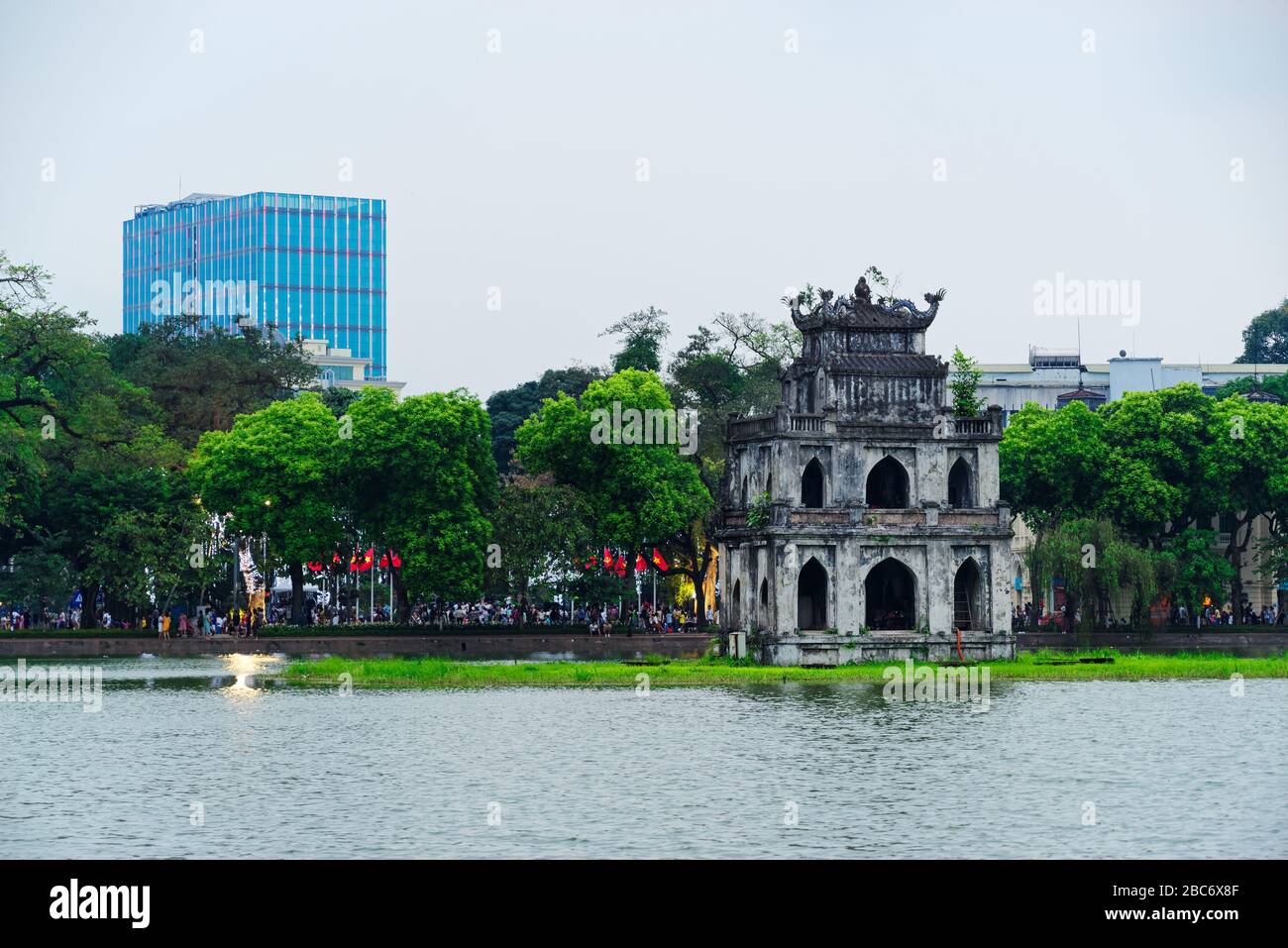 Turtle Tower (Thap Rua) in the middle of Hoan Kiem lake located in ...