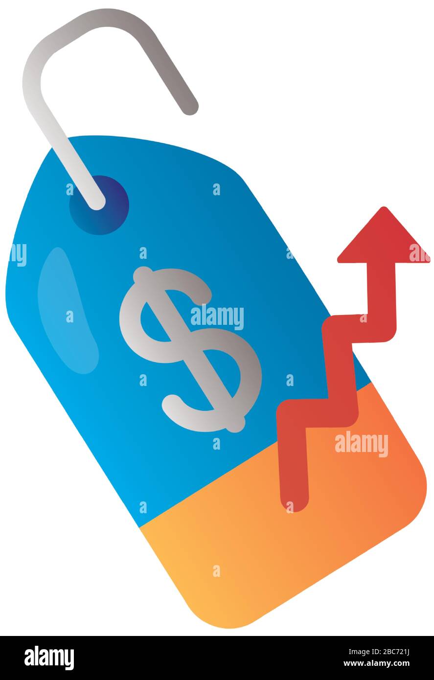 commercial tag with price and arrow up infographic degradient style