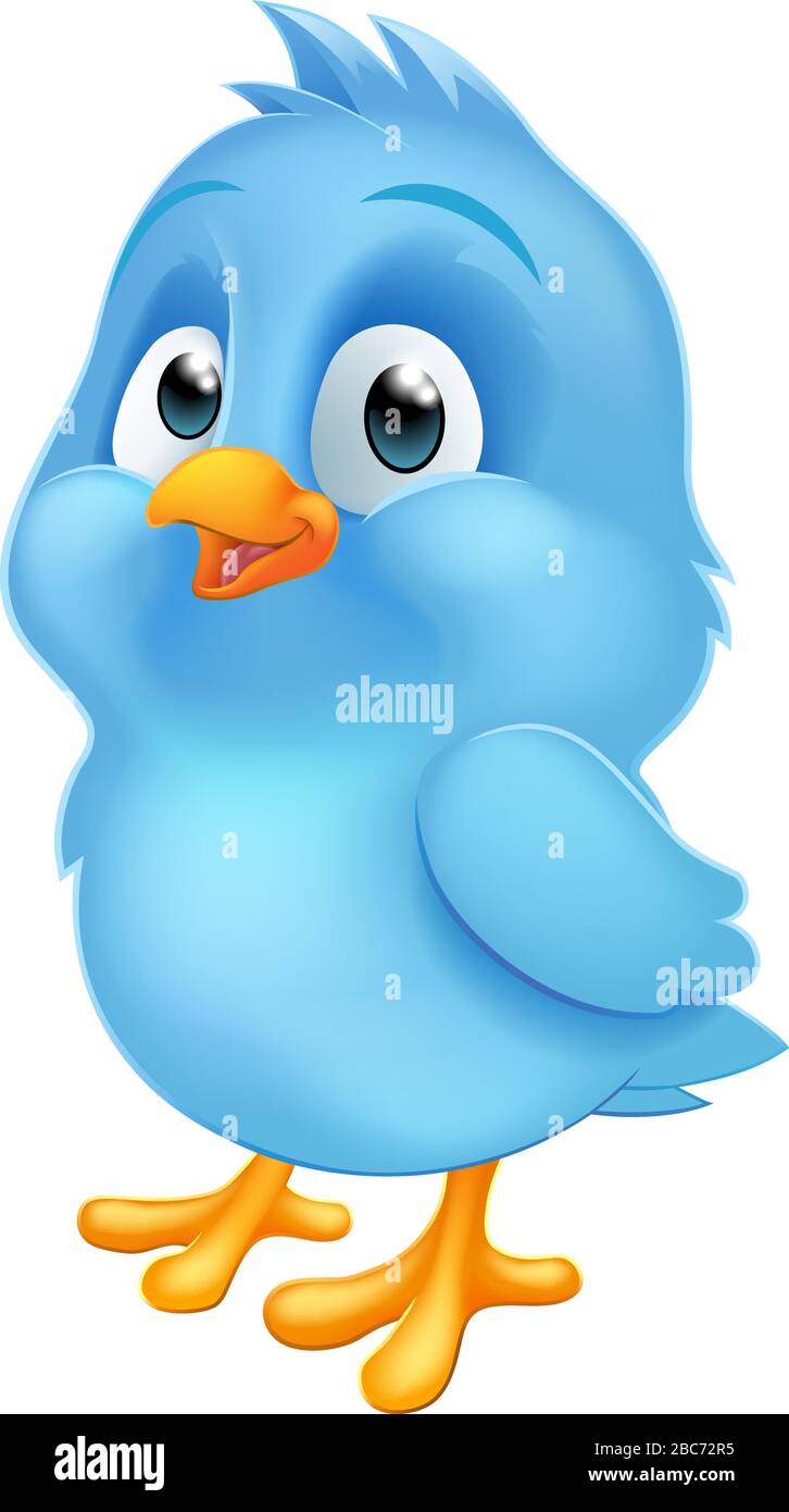 Blue Bluebird Baby Bird Cartoon Mascot Stock Vector