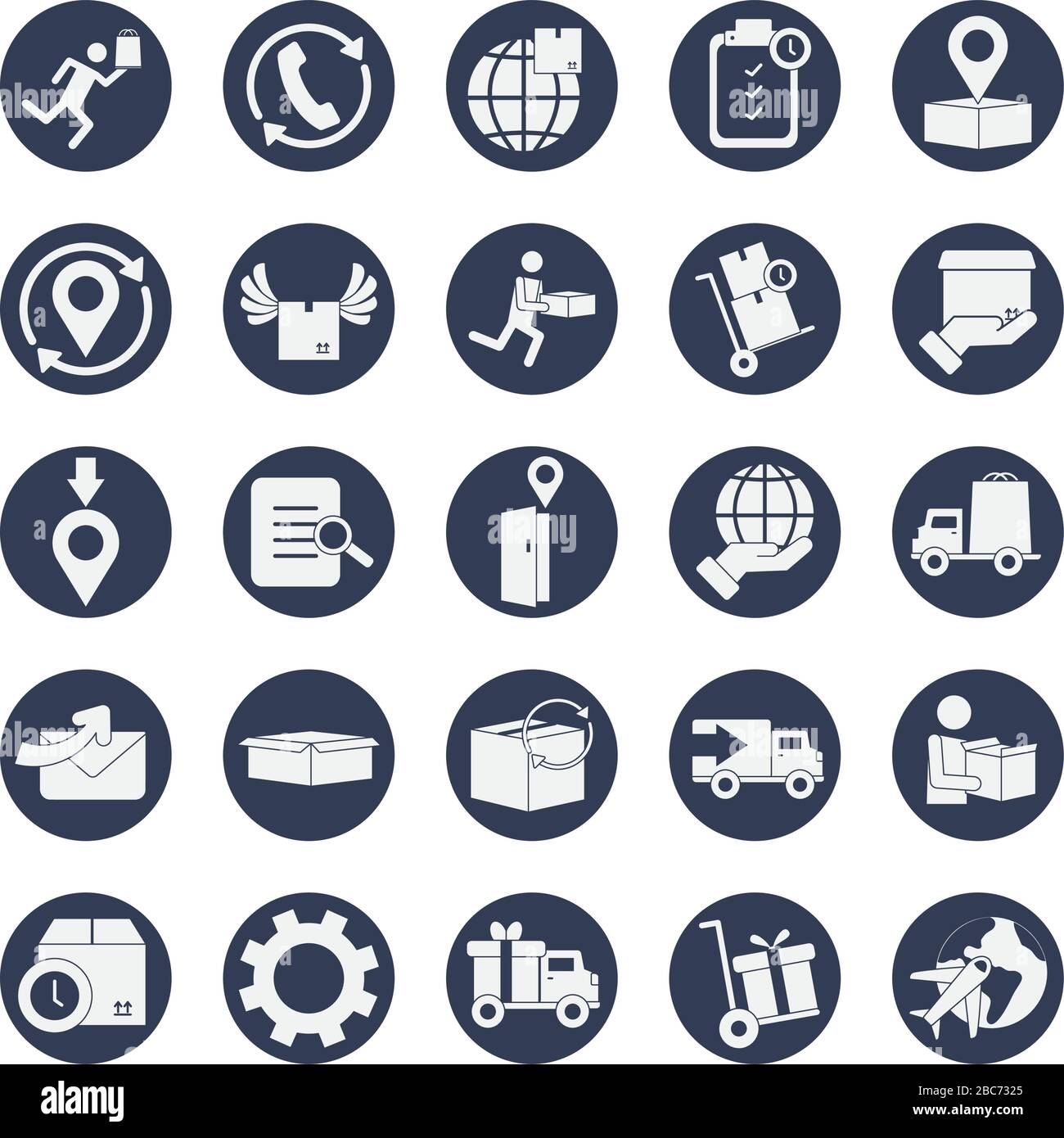 global sphere and fast delivery icon set over white background, block ...
