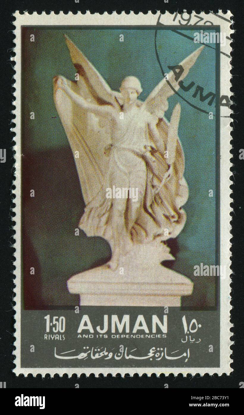 AJMAN - CIRCA 1972: Sculpture of an angel with wings, circa 1972. Stock Photo