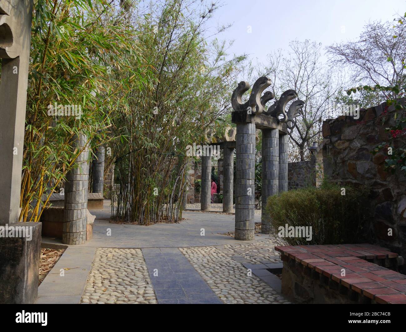 New Delhi, India- March 2018: Garden of the Five Senses is one of the top attractions in New Delhi. Stock Photo