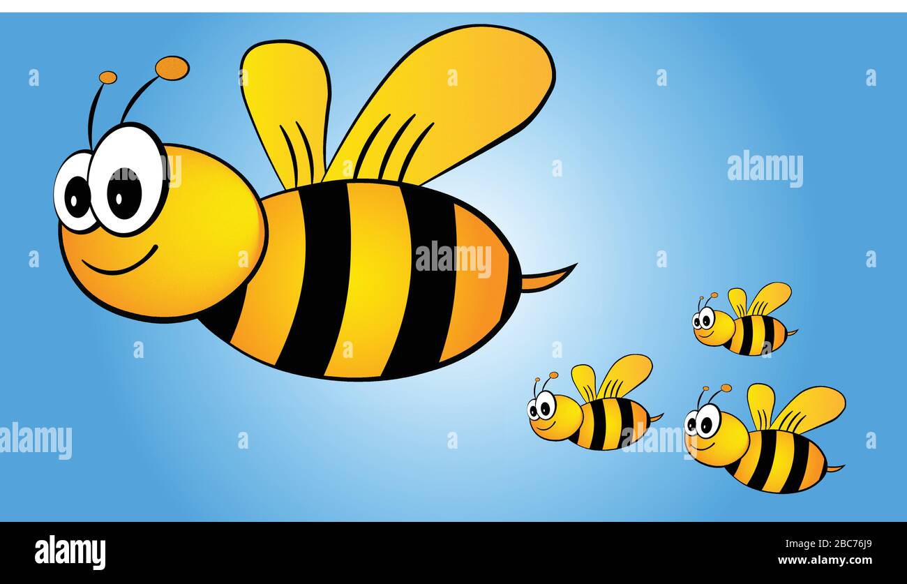 Yellow bees illustration Stock Vector