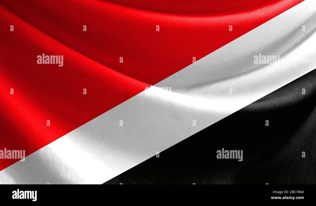 Realistic flag of Sealand,Principality of on the wavy surface of fabric ...