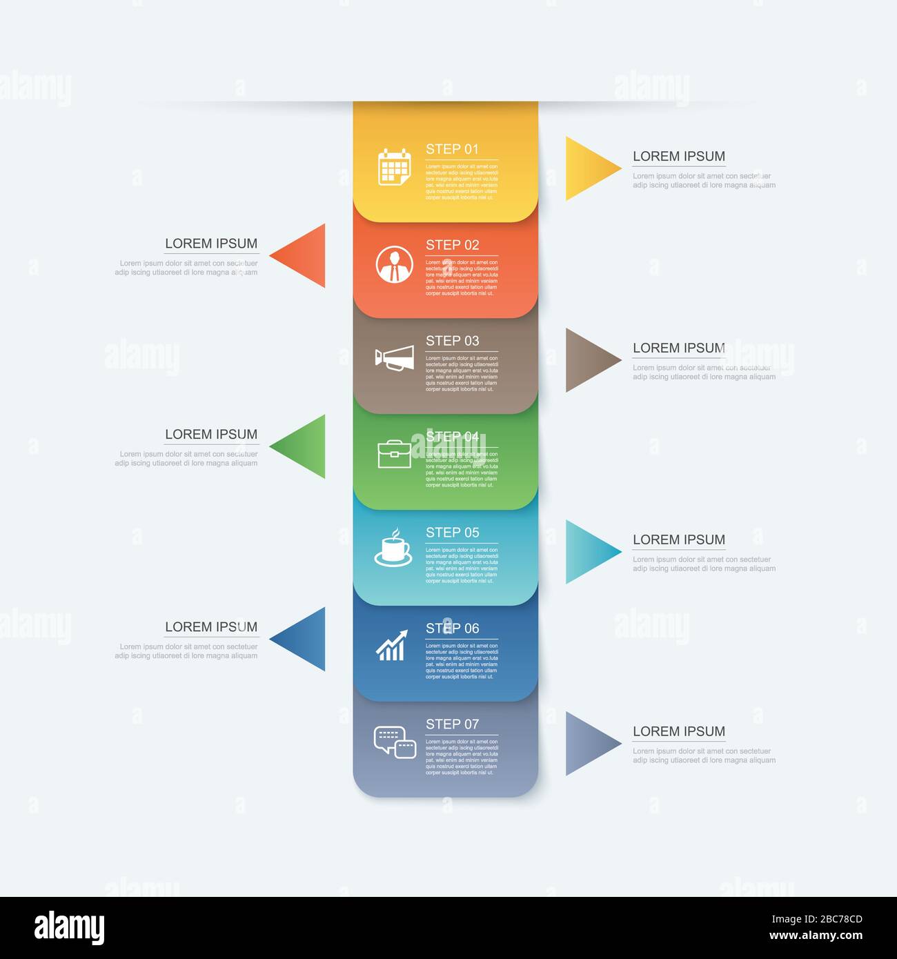 7 data step infographics timeline tab paper index template. Vector ...