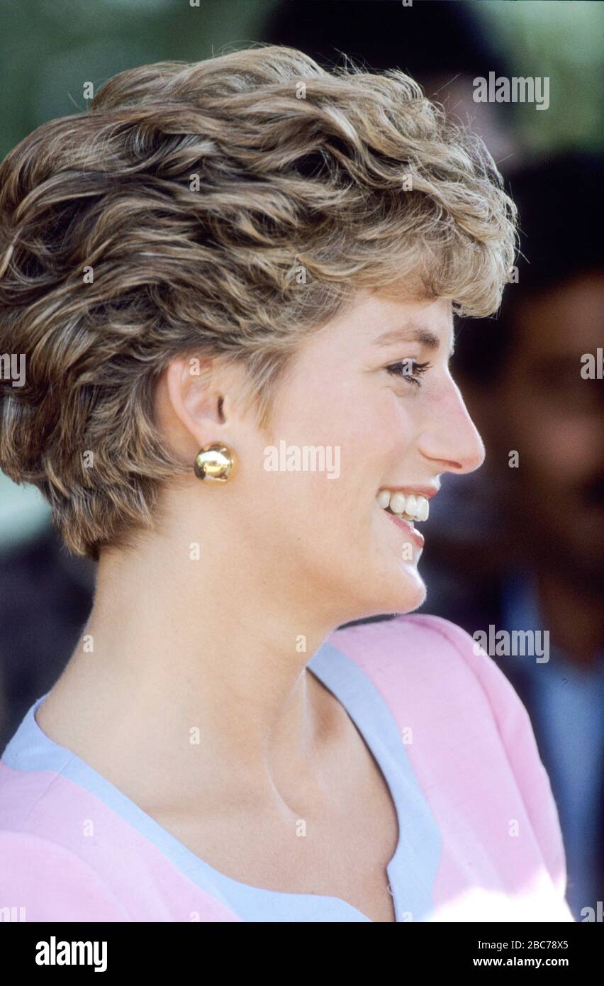 HRH Princess of Wales, Princess Diana during her Royal tour of Pakistan September 1991 Stock Photo