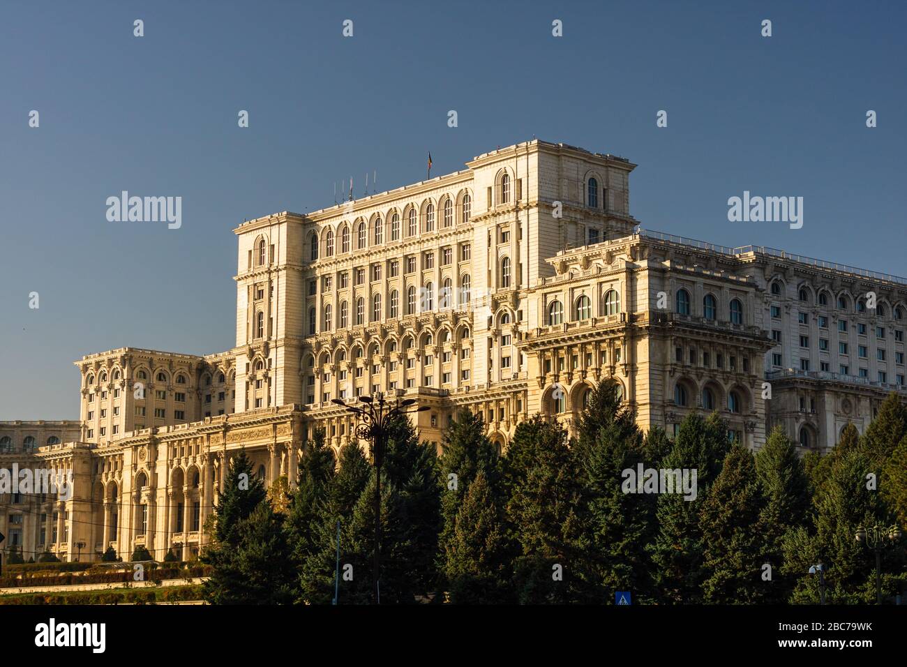 Famous Palace of the Parliament (Palatul Parlamentului) in Bucharest, capital of Romania Stock Photo