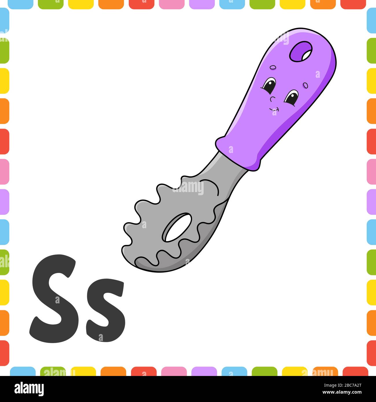 English Alphabet Letter S Spaghetti Spoon Abc Square Flash Cards Cartoon Character Isolated On White Background Developing Worksheet Learning L Stock Vector Image Art Alamy