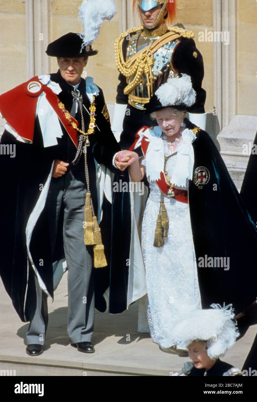 HM Queen Elizabeth, The Queen Mother is escorted from St George's