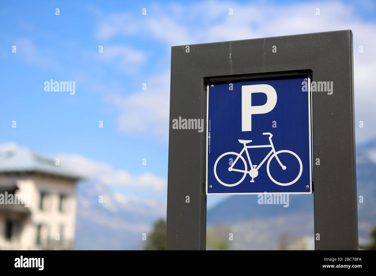 Parking pour vélos. Saint-Gervais-les-Bains. Haute-Savoie. France. Stock Photo