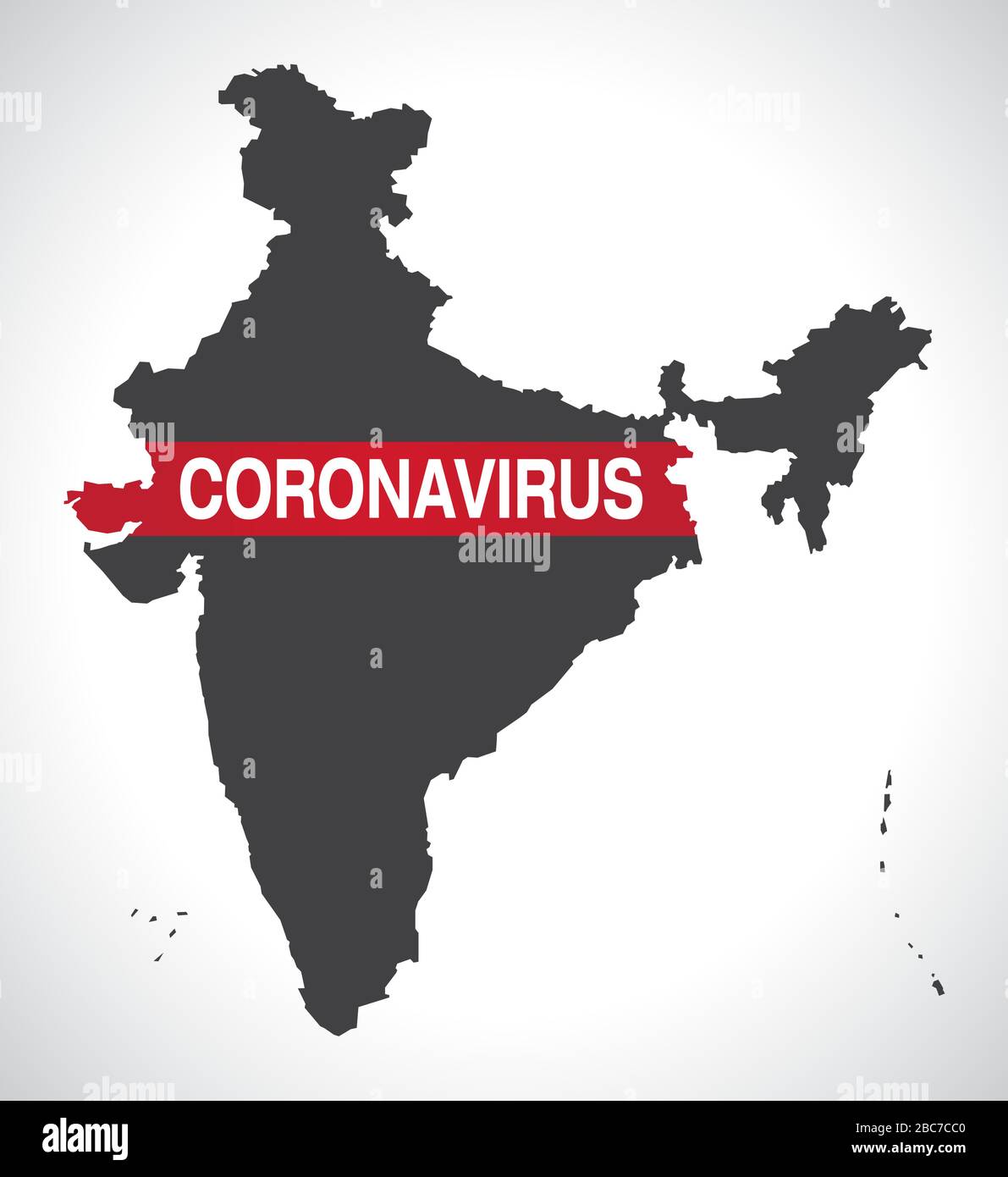 India map with Coronavirus warning illustration Stock Vector