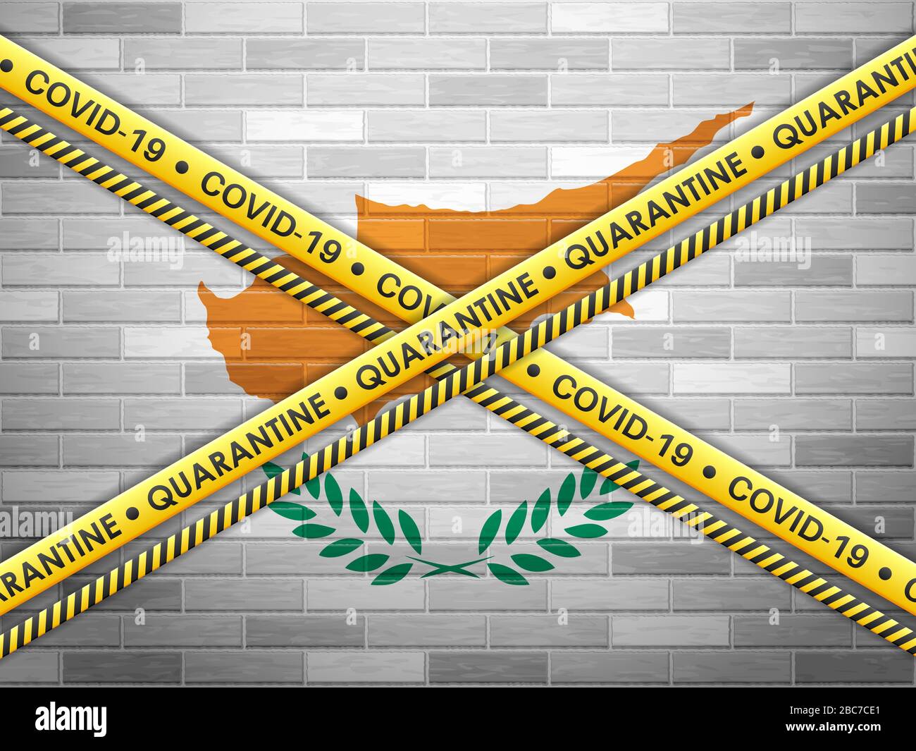 Cyprus in quarantine bricks wall background. Vector illustration Stock Photo Alamy