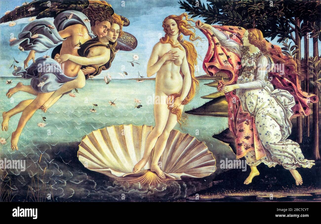 Italy - Tuscany -  Florence - Uffizi gallery - Sandro Botticelli - Venus birth 1485 Stock Photo