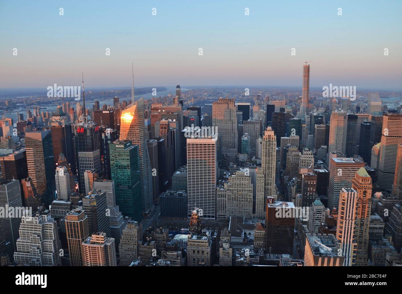 Aerial view on the cityscape of New York from Empire State Building at ...