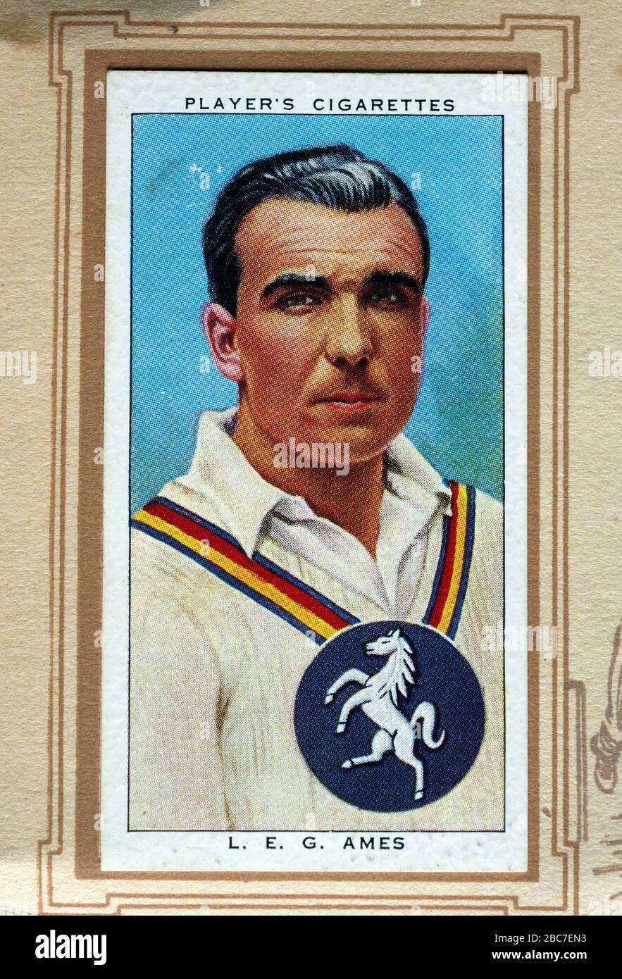 john player cigarette cards cricketers 1938 John Player & Sons cigarette card, Cricketers 1938, Leslie Ames (Kent and  England Stock Photo