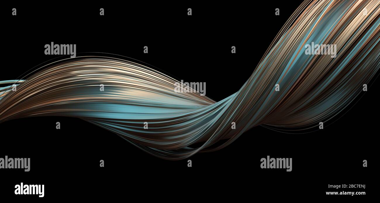 Abstract 3d rendering of twisted lines. Modern background design, illustration of a futuristic shape Stock Photo