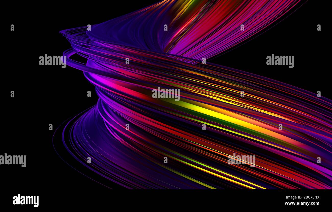 Abstract 3d rendering of twisted lines. Modern background design, illustration of a futuristic shape Stock Photo