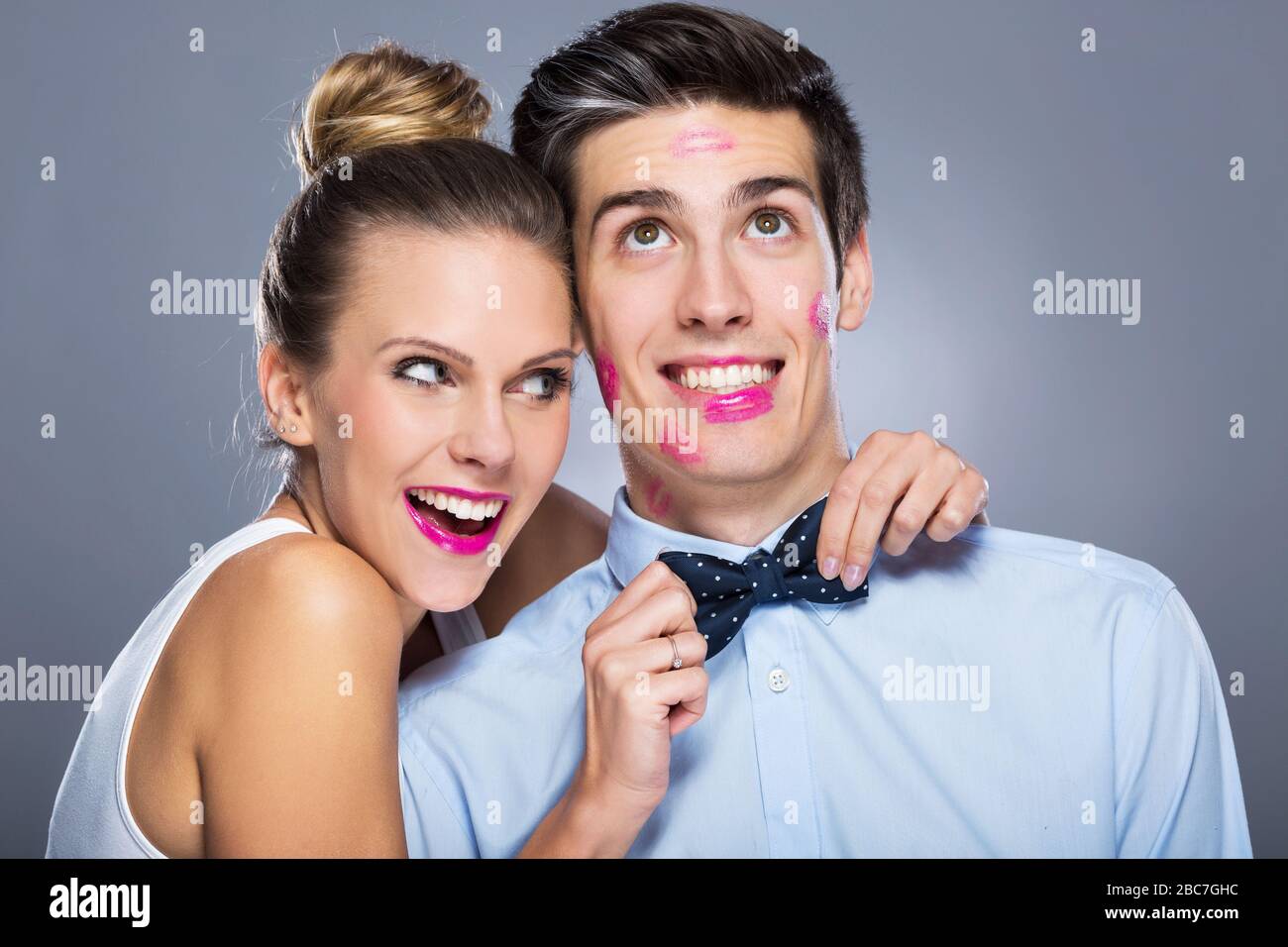Woman man lipstick kiss hi-res stock photography and images - Alamy