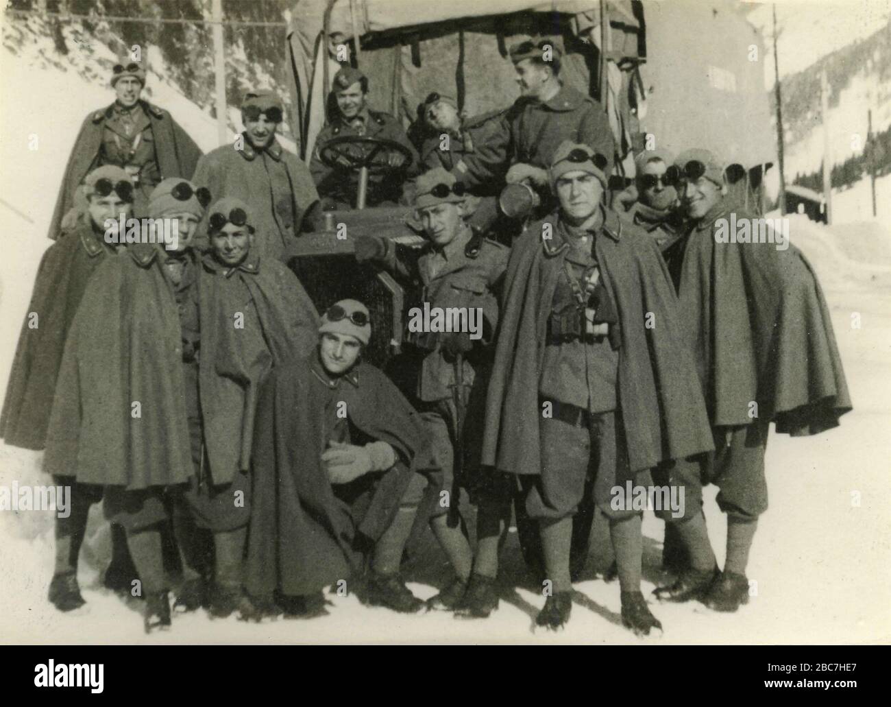 Group of Italian soldiers at the Brennero, Italy 1935 Stock Photo