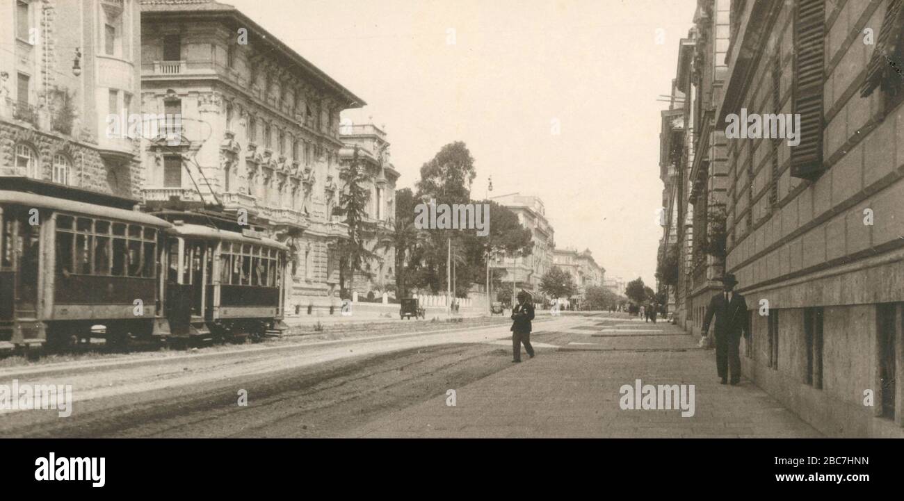 The tram at Viale Regina Margherita, Rome, Italy 1930s Stock Photo