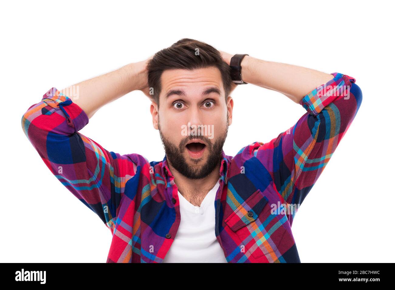 Shocked young man Stock Photo