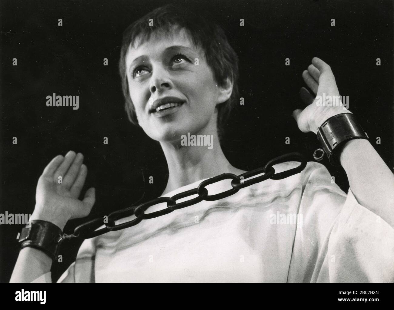 Danish actress Ingeborg Brams playing Joanne D'Arc, 1970s Stock Photo