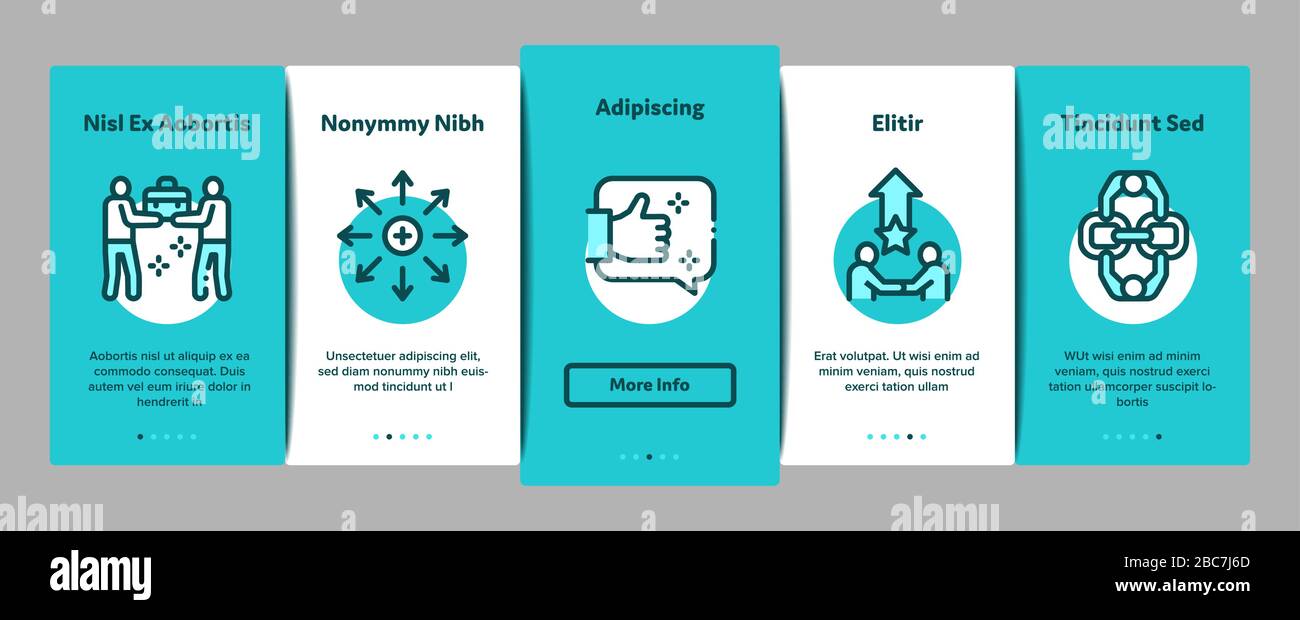 Collaboration Work Onboarding Elements Icons Set Vector Stock Vector ...