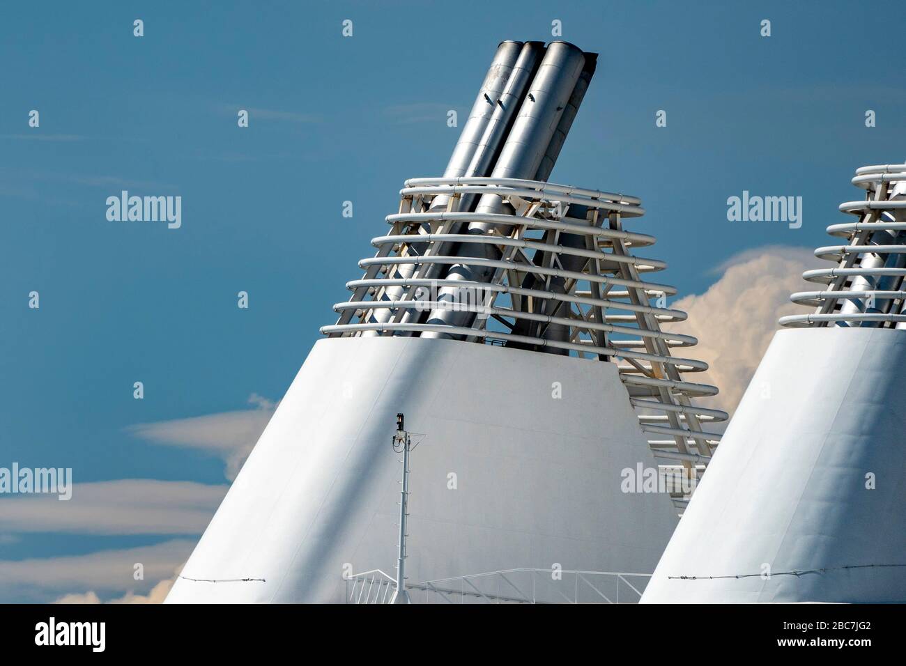 ferry ship big boat chimney close up detail Stock Photo - Alamy