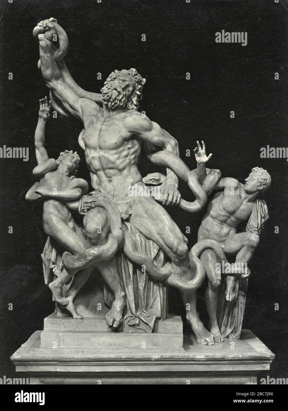 Laocoon and his Sons, marble statue by Greek artists Agesandro, Polidoro, and Athenodorus of Rhodes, Vatican Museums, Rome, Italy 1910s Stock Photo