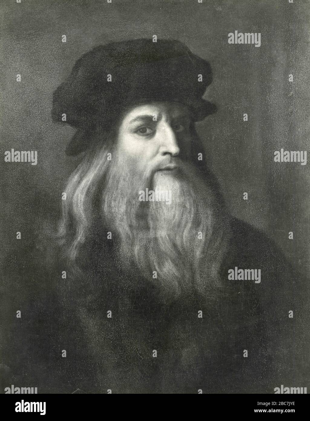 Leonardo da Vinci, self portrait, Uffizi Museum, Florence, Italy 1920s Stock Photo