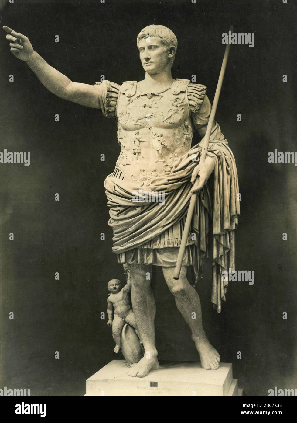 Augustus of Prima Porta, full-length portrait statue of Augustus Caesar, Vatican Museums, Rome, Italy 1920s Stock Photo