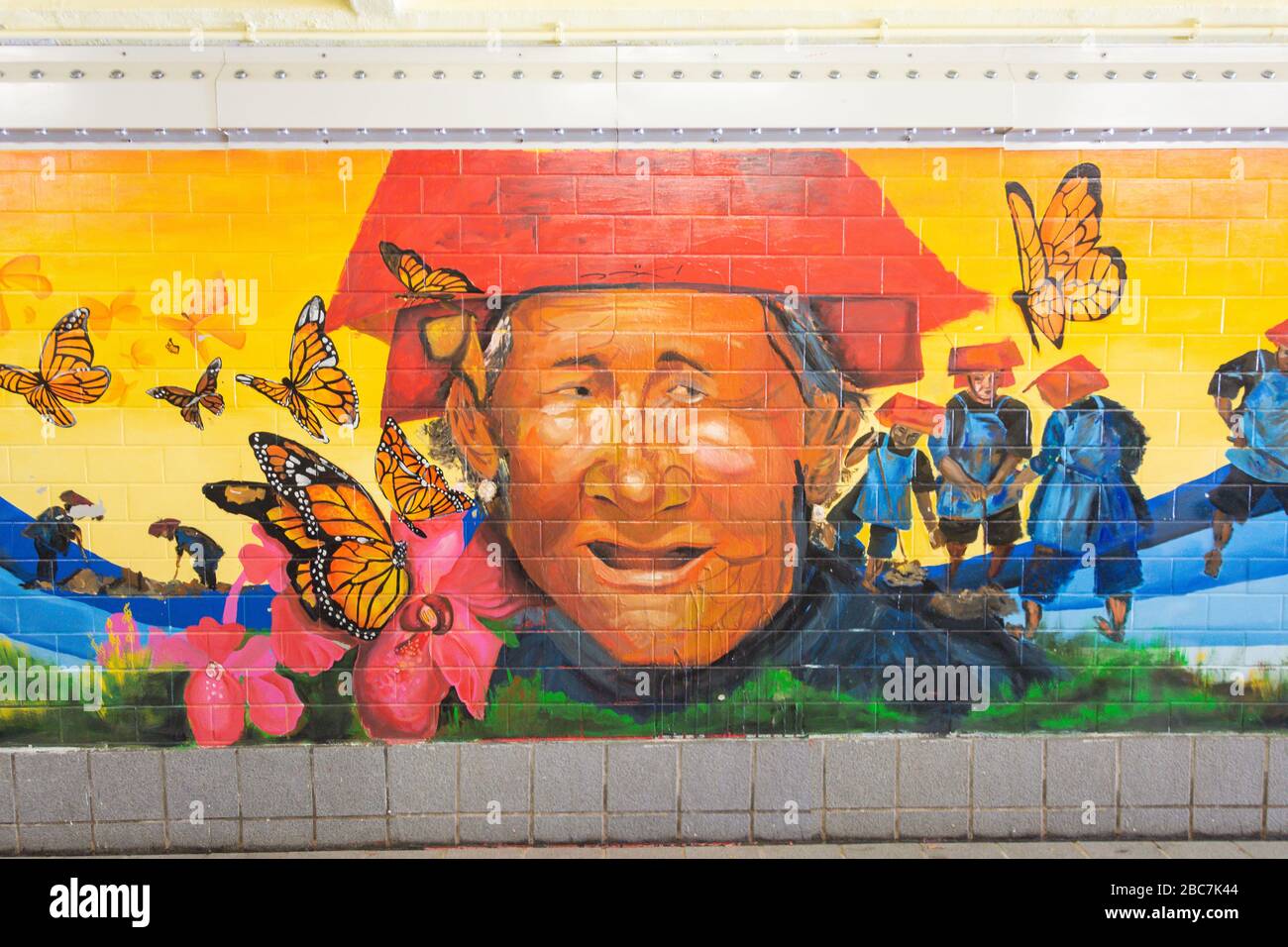 Chinese wall mural in underpass, Clarke Quay, Central Area, Singapore Stock Photo