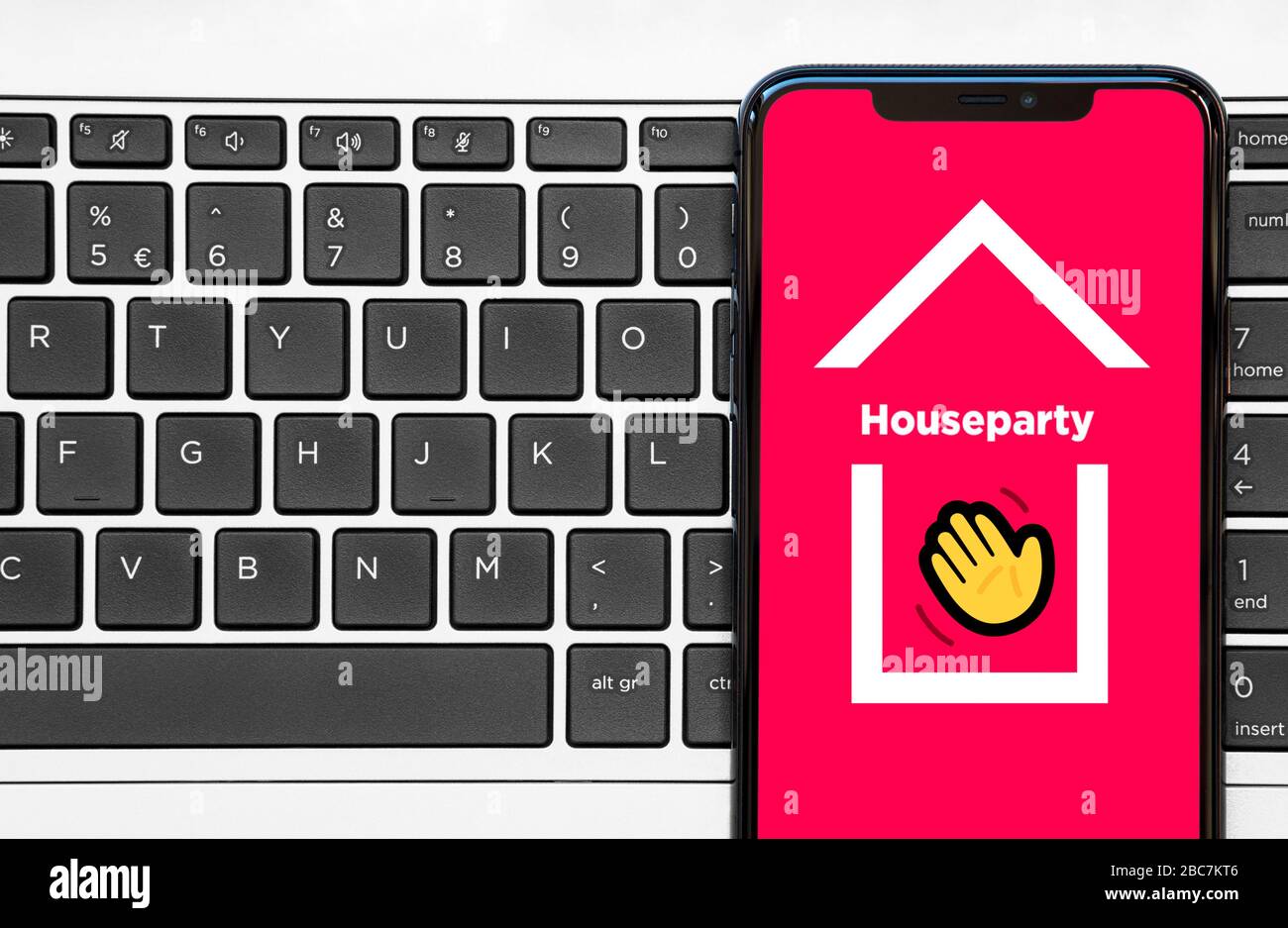 Houseparty App Face-to-Face Social Network be Together during Lockdown or Quarantine. Communication during Coronavirus epidemic concept. Stock Photo