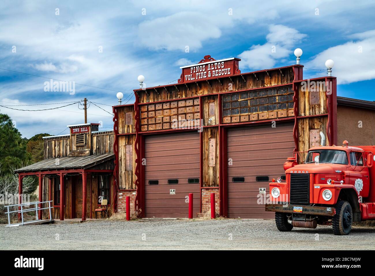 Town Hall and Firehouse, Pinos Altos ghost town, near Silver City, New Mexico USA Stock Photo