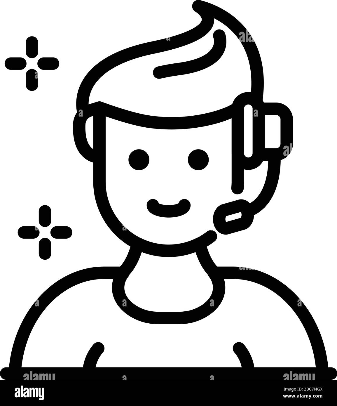 Social service call support icon, outline style Stock Vector Image