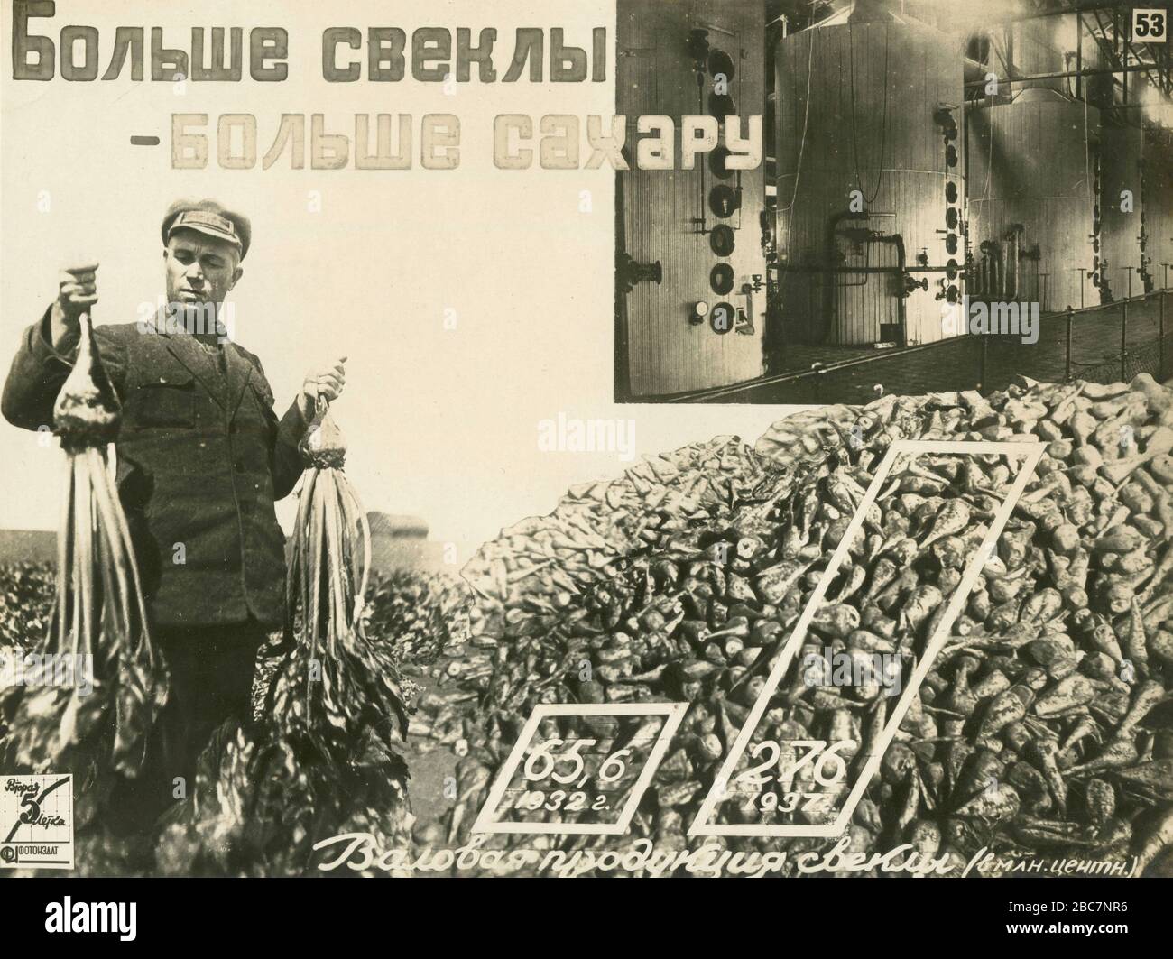 Propaganda photo of the Stalin's second five-year plan for the development of the national economy of the Union of Soviet Socialist Republics (USSR), 1937 Stock Photo