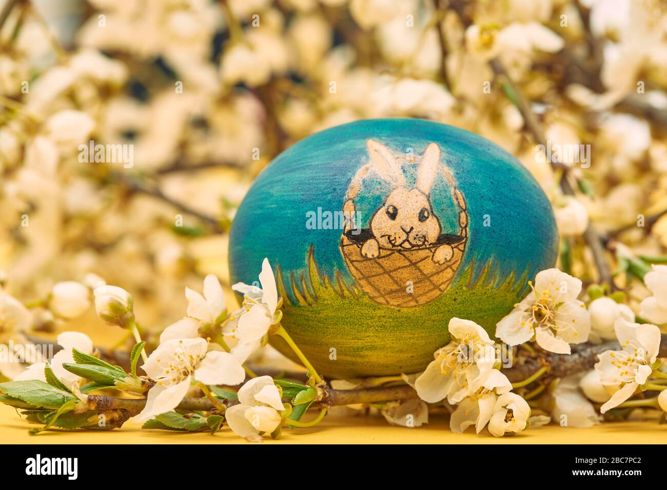 Painted easter egg with bunny Stock Photo - Alamy