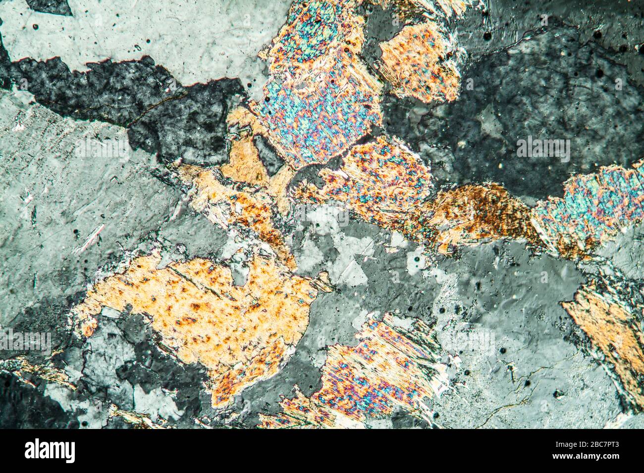 Gneiss rock under the microscope 100x Stock Photo - Alamy