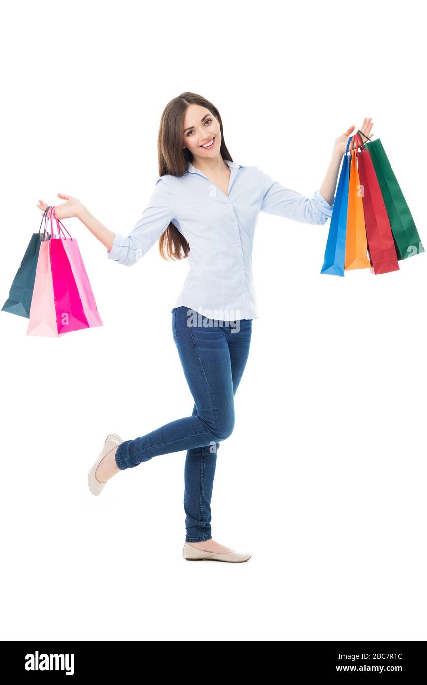 Woman holding shopping bags Stock Photo Alamy