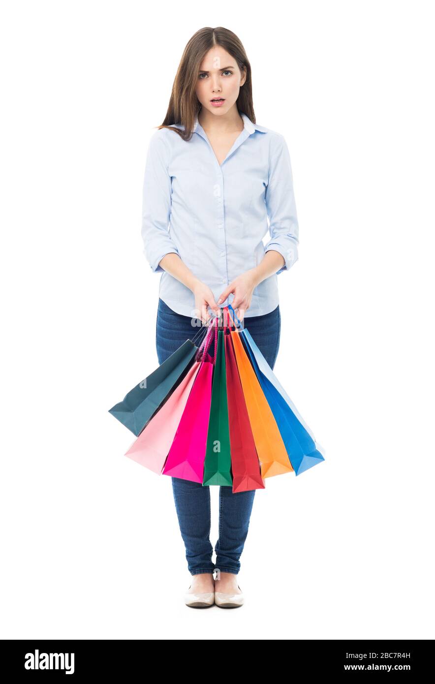 Woman holding shopping bags Stock Photo Alamy