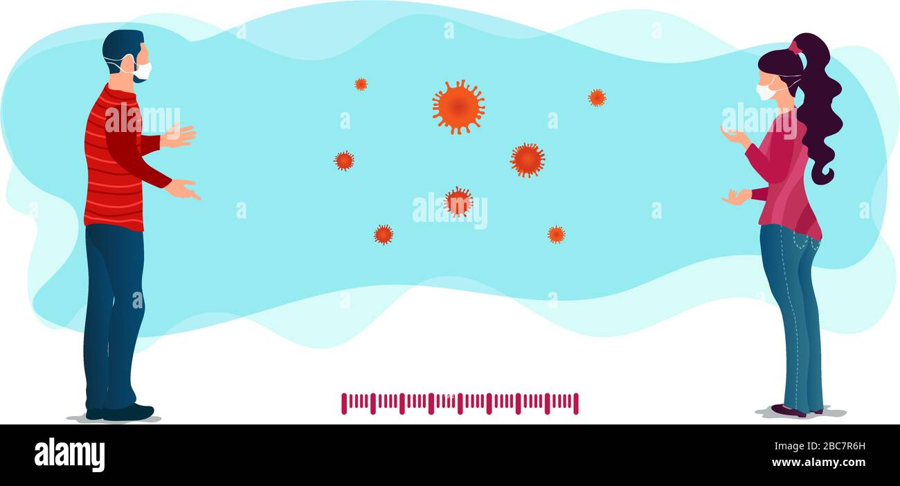 Social distancing concept. People who keep their distance in public society to protect themselves from the spread of the Covid-19 Coronavirus epidemic Stock Vector