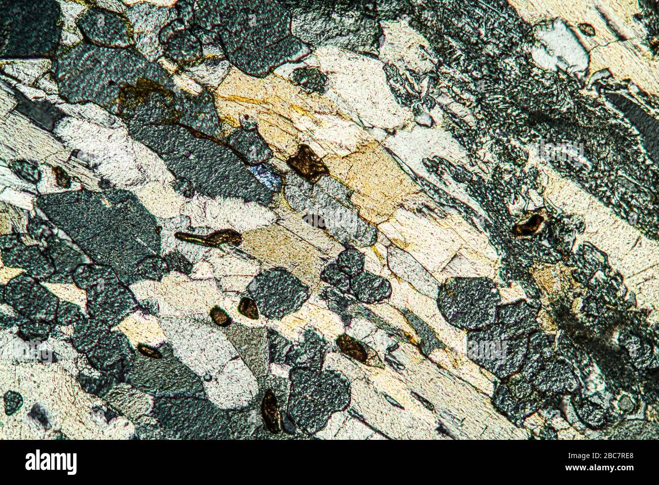 Eclogite rock under the microscope 100x Stock Photo