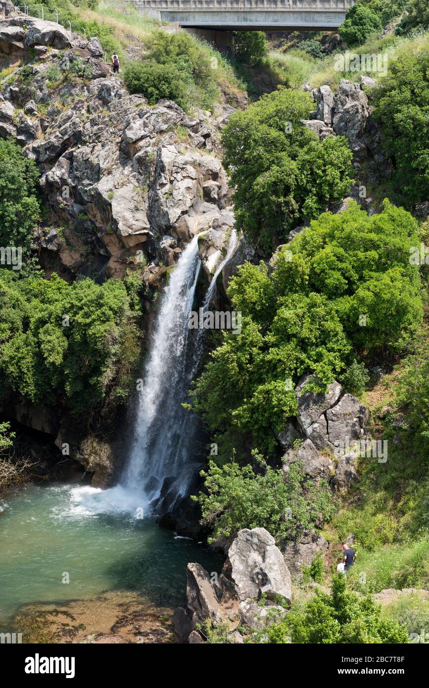 Saar Falls at Golan, Northern Israel Stock Photo