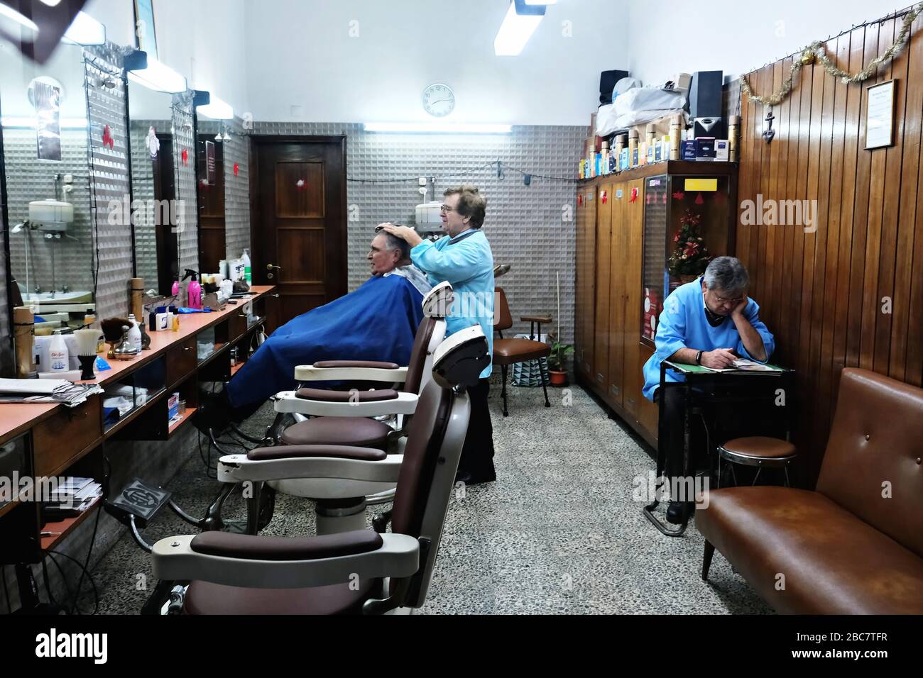 interior view of a barber shop in Porto, Portugal Stock Photo - Alamy