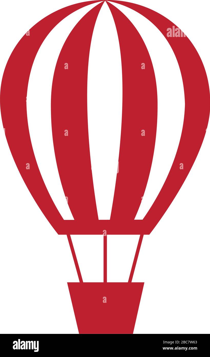 Hot air balloon icon red silhouette flat design style symbol vector illustration Stock Vector