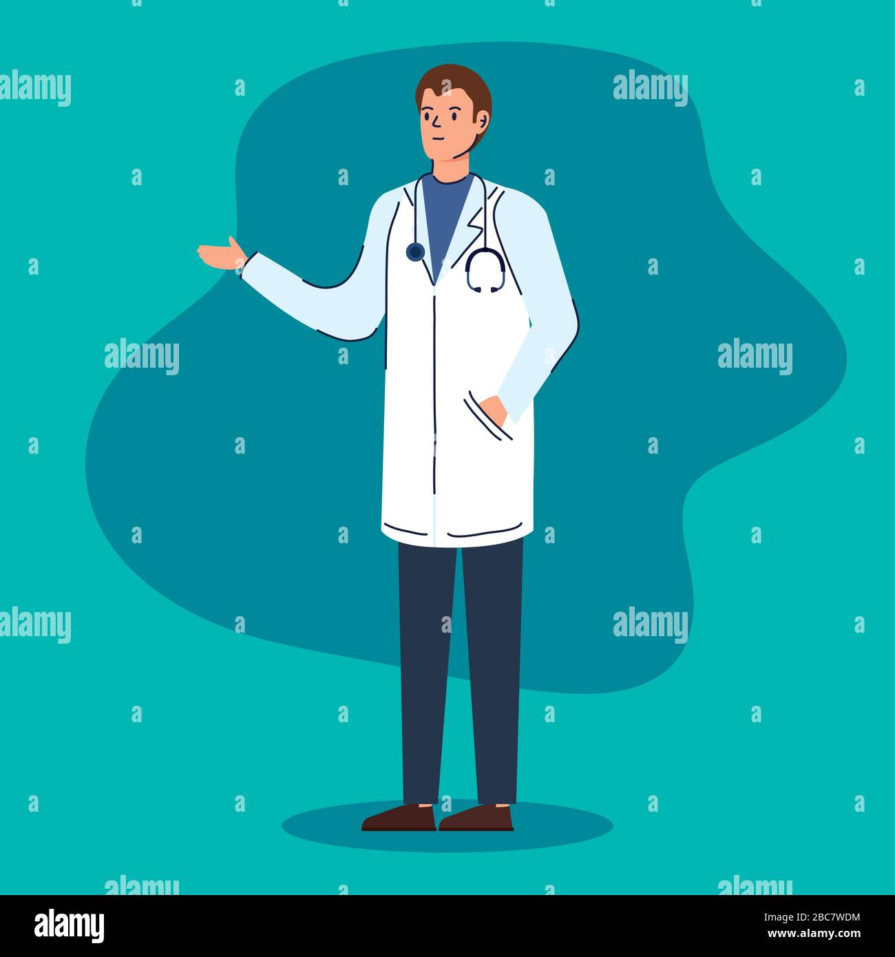 doctor male with apron and stethoscope Stock Vector Image & Art ...