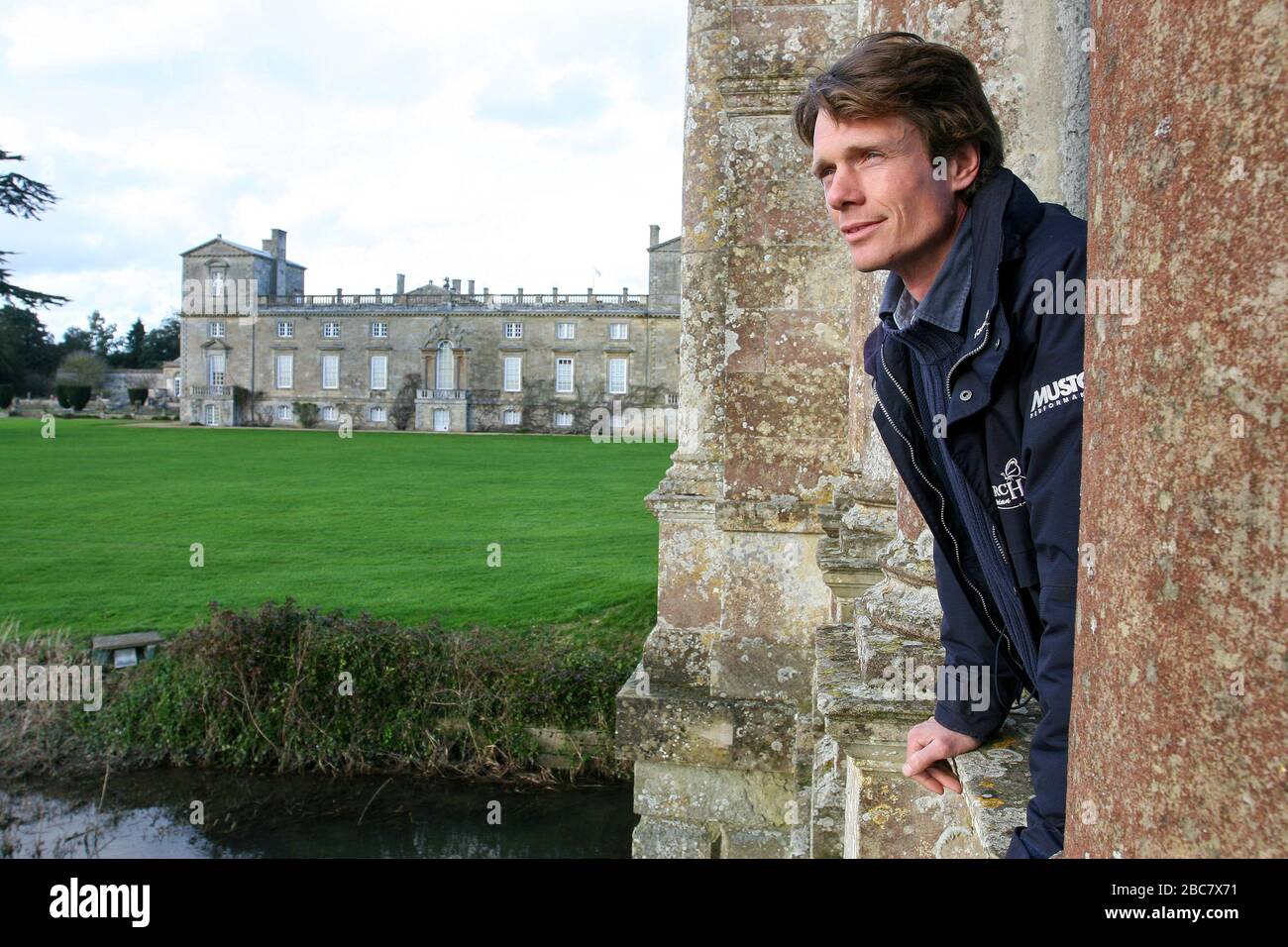 Olympic  English equestrian William Fox Pitt pictured on the Palladian Bridge at Wilton House UK circa 2004. Stock Photo