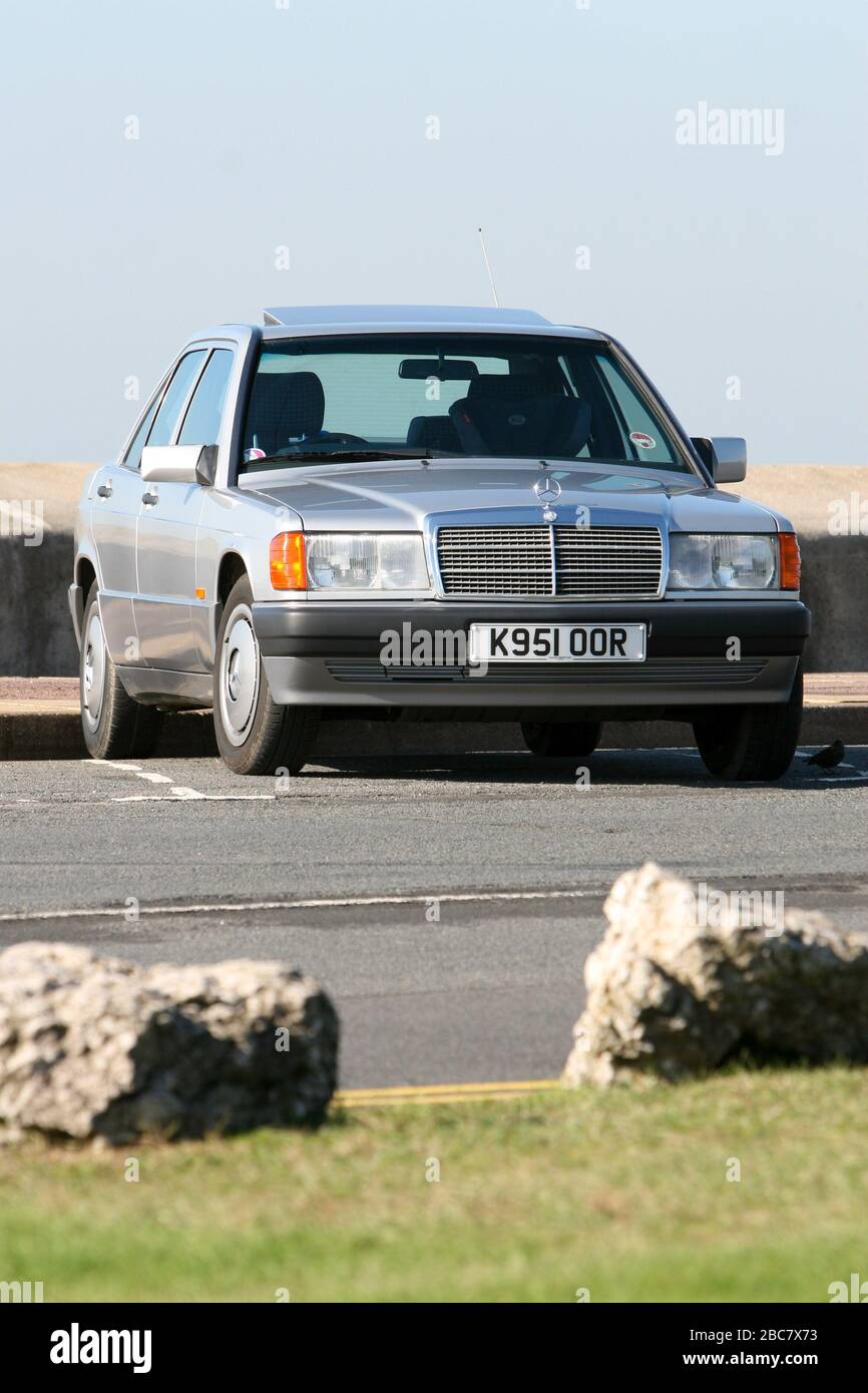 An immaculate 1993 Mercedes Benz 190e at Southsea near Portsmouth UK in 2013. Stock Photo