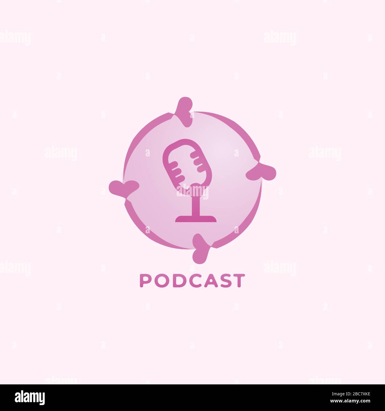 Girly Podcast logo design template isolated on soft pink background. Pinky  condenser microphone illustration. Internet Broadcasting, Online Radio  Stock Vector Image & Art - Alamy