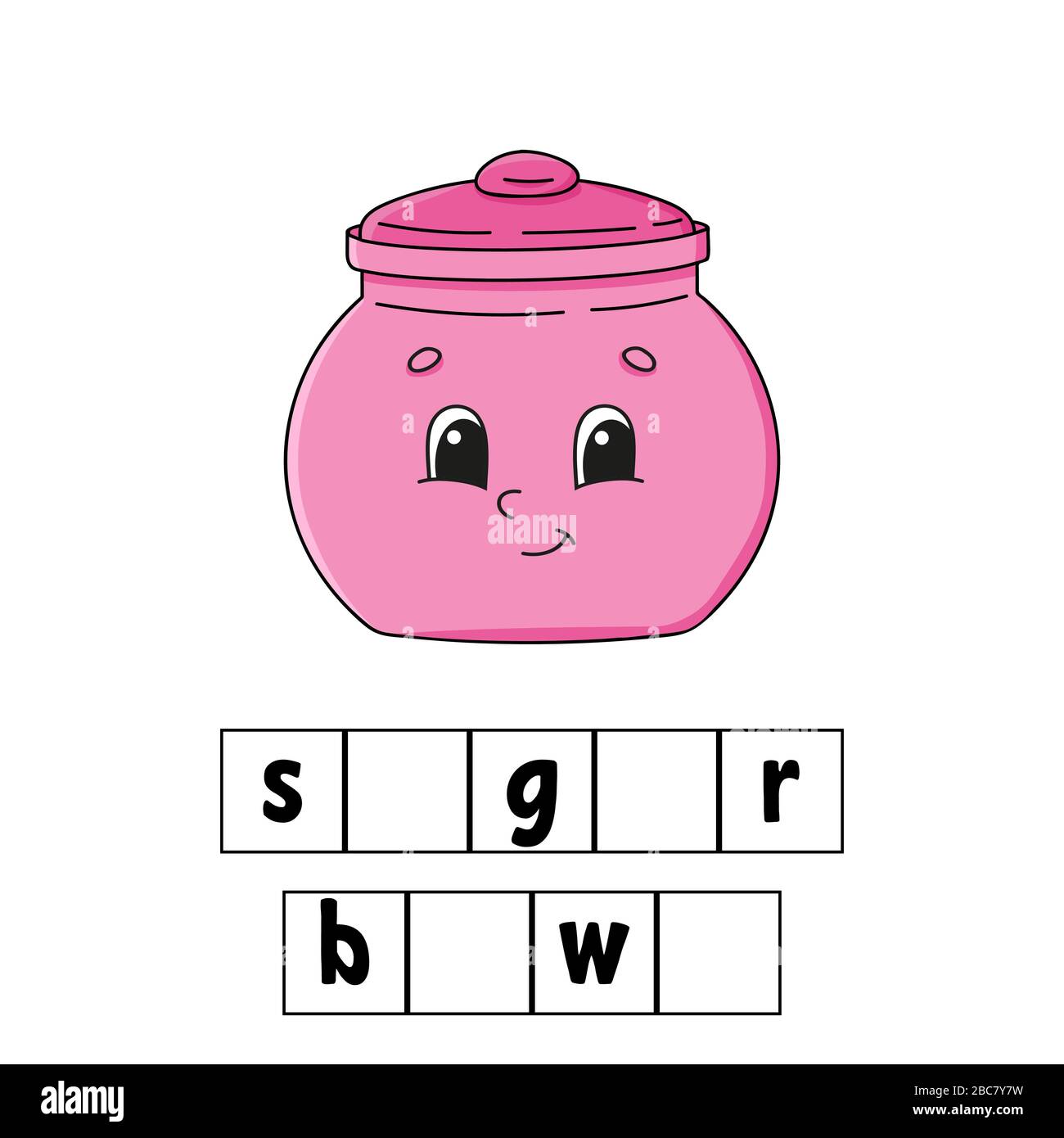 Words puzzle. Sugar bowl. Education developing worksheet. Learning game